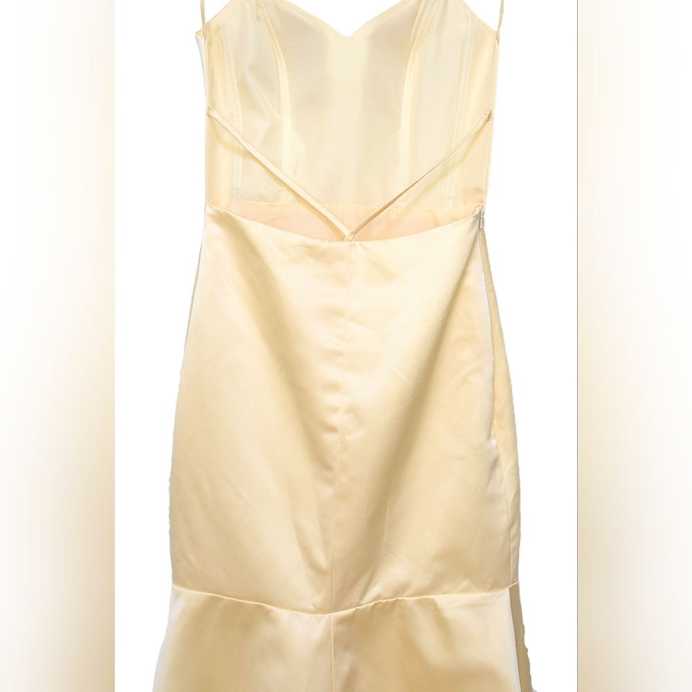 Butter Yellow Mermaid Floor Length Prom Dress Backless Fitted Size S Formal - Picture 9 of 11